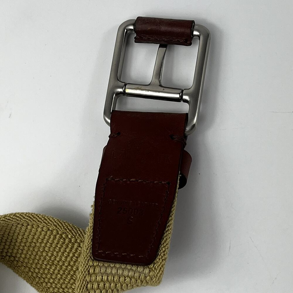 Lacoste Alligator Men's XL Belt Leather Woven Elastic Stretch Brown Tan Vintage - Picture 4 of 9
